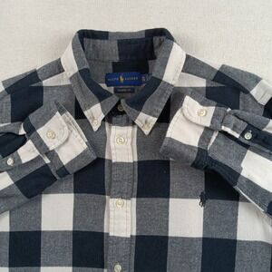 Ralph Lauren Mens XL Classic Fit Buffalo Plaid Flannel Shirt Lightweight Black